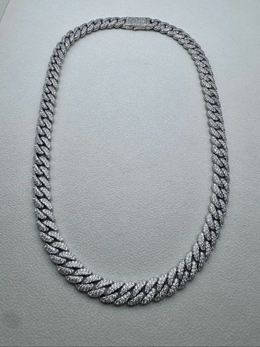 Jaxxon CZ Iced Out Stainless Steel Cuban Link Chain Necklace Silver Size 19in